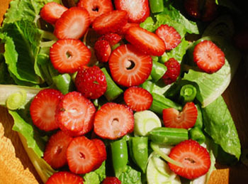 Strawberry salad, before the unfortunate dressing